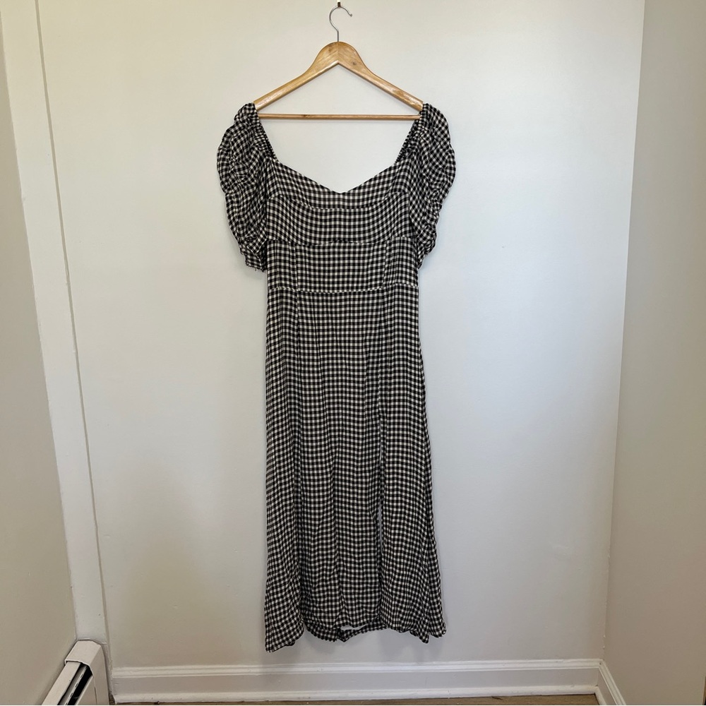 Reformation Checkered Black and White Midi Dress